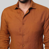 The Rod Linen Shirt - Camel Brown