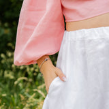 The Daia Linen Crop Top - Pink