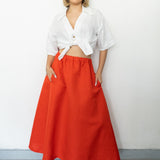 The Nocrich Linen Skirt - Coral