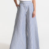 The Palazzo Linen Pants - Marina Blue