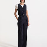 The Figa Linen Trousers - Midnight Stripes