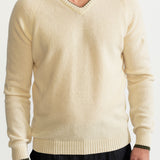 The Rodna Merino Wool V-Neck Jumper - White