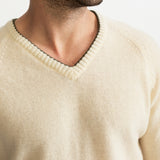 The Rodna Merino Wool V-Neck Jumper - White