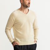 The Rodna Merino Wool V-Neck Jumper - White