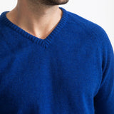 The Rodna Merino Wool V-Neck Jumper - Indigo