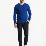 The Rodna Merino Wool V-Neck Jumper - Indigo