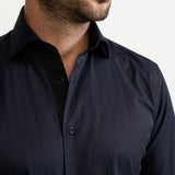 The Peles Egyptian Cotton Shirt - Navy Blue