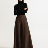 The Palazzo Wool Pants - Mocha Brown