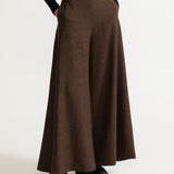 The Palazzo Wool Pants - Mocha Brown