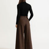 The Palazzo Wool Pants - Mocha Brown