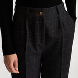 The Figa Wool Bootcut Pants - Dark Checks