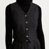 The Figa Wool Waistcoat - Dark Checks