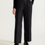 The Figa Wool Bootcut Pants - Dark Checks