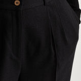 The Figa Wool Herringbone Wool Bootcut Pants - Black