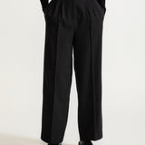 The Figa Wool Herringbone Wool Bootcut Pants - Black