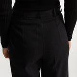 The Figa Wool Herringbone Wool Bootcut Pants - Black