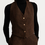 The Jina Wool Waistcoat - Rustic Chestnut