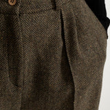 The Figa Wool Herringbone Wool Bootcut Pants - Green