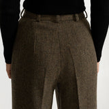 The Figa Wool Herringbone Wool Bootcut Pants - Green