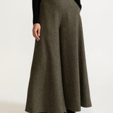 The Palazzo Wool Pants - Green