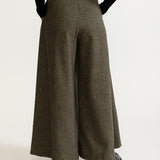 The Palazzo Wool Pants - Green