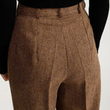 The Figa Herringbone Wool Trousers - Whiskey Brown