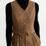 The Figa Wool Waistcoat - Whiskey Brown