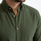 The Godeanu Linen Shirt - Forest Green