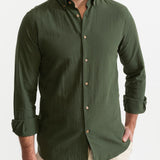 The Godeanu Linen Shirt - Forest Green