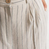 The Figa Linen Trousers - Beige Stripes