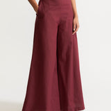 The Palazzo Cotton Pants - Bordeaux