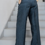 The Figa Linen Trousers - Grey Stripes