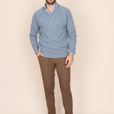 The Rodna Merino Wool V-Neck Jumper - Arctic Blue